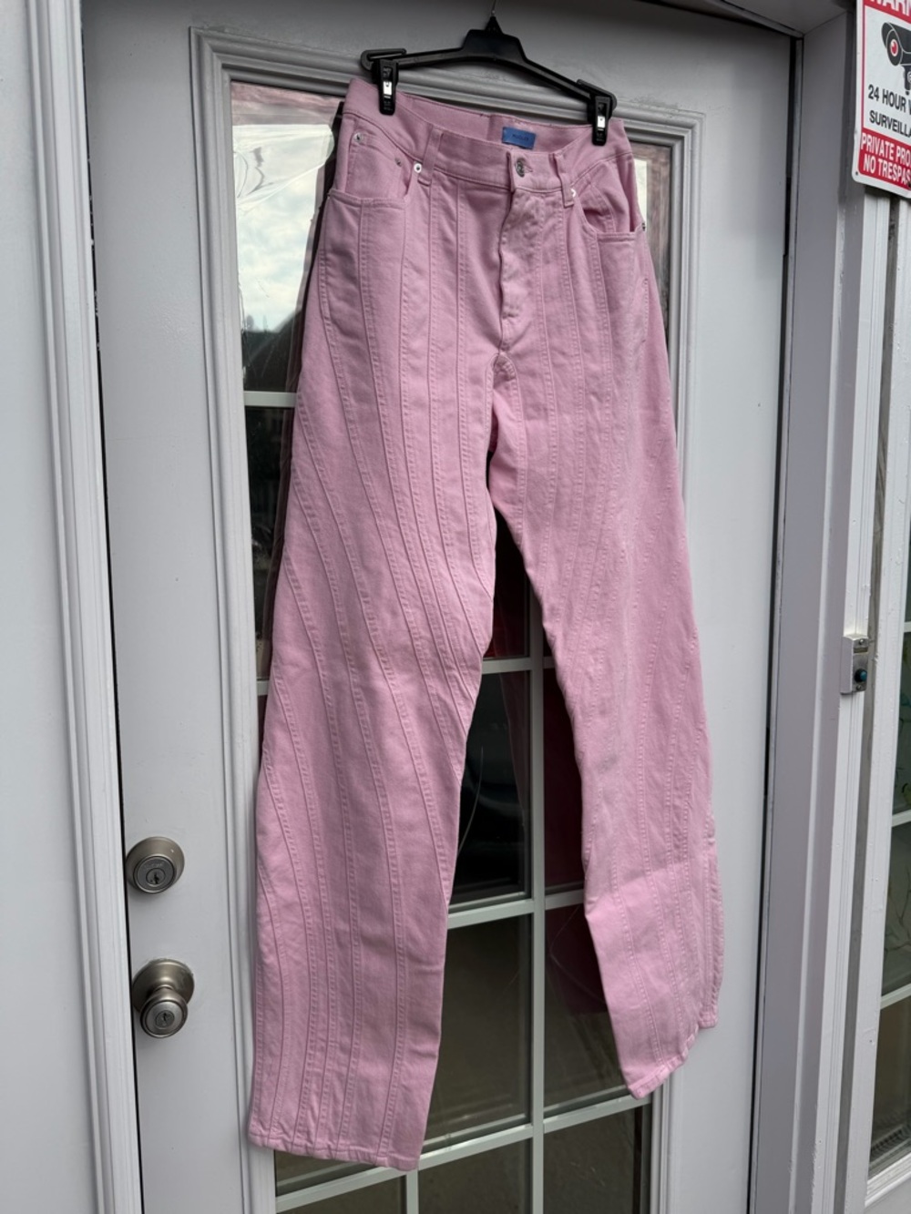 Mugler pink spiral baggy jeans nwot